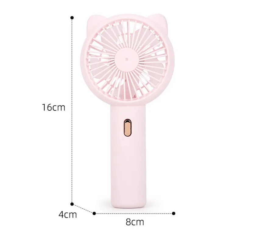 Ручной мини-вентилятор с мультяшным котенком и подставкой для зарядки через USB, портативный портативный студенческий подарок для детей 7,8 см * 4 см * 14,5 см