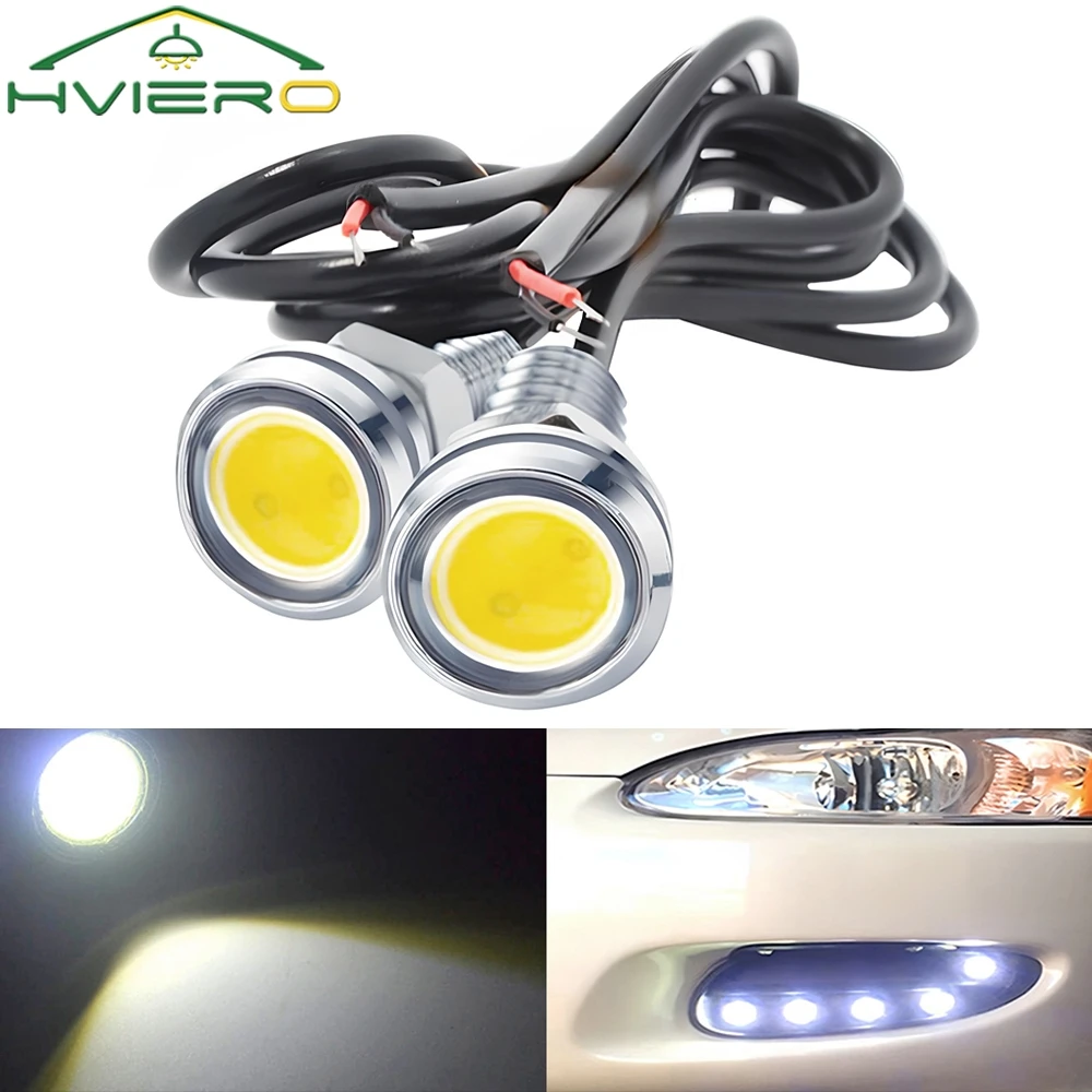 23MM Car Led Daytime Running Lights Eagle Eye Silver Shell 12V Waterproof Backup Reversing Parking Turn Signal Automobiles Lamp