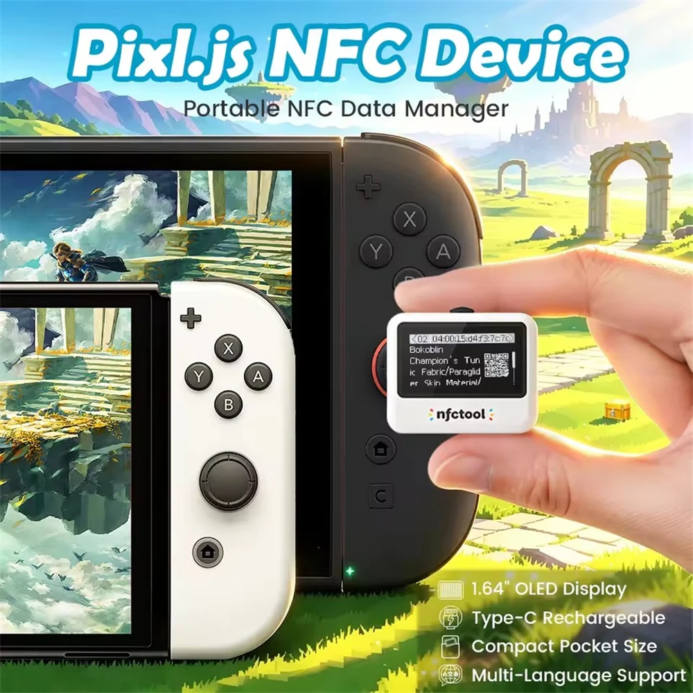 New Smart NFC Emulator for Amiibo OLED HD Smart Emulator Accessory for Switch/Switch2 Simple Pixel Style System IC/NTA