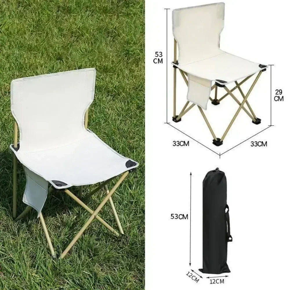 Foldable Chair Outdoor Camping Beach Chair with Side Pocket Picnic Oxford Cloth Chairs Portable Beach Fishing Chairs Furniture