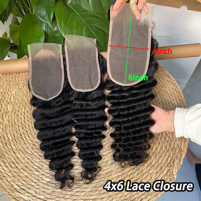 Deep Wave 4X6 Curly Human Hair Lace Closure Transparent Swiss Lace Vietnamese Hair Pre Plucked 4 By 6 Lace Closure