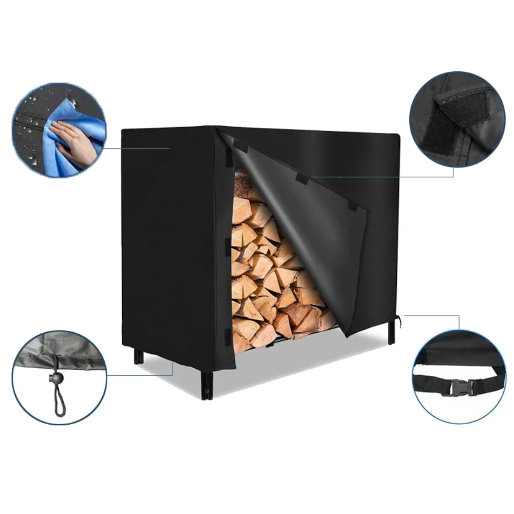 

Log Rack Cover Is Constructed From 420D PU-coated Oxford Fabric, Waterproof Design Effectively Shields Firewood