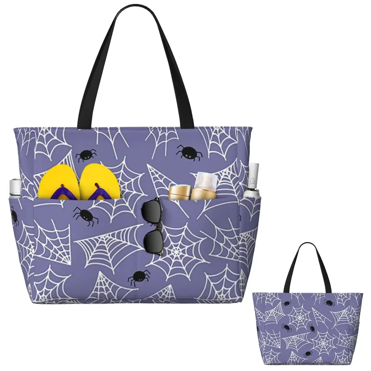 Halloween Black Cat Spider Gothic Witch 12 Beach Tote Bag Sport Gym Yoga Duffle Large Tote Bag Women Travel Bag Fitness bag