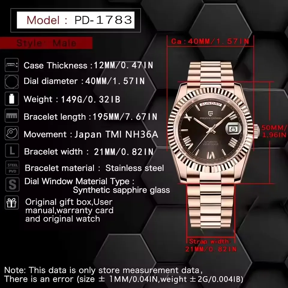 PAGANI DESIGN New Week Calendar Type Watch Japan Movt Waterproof Mechanical Man Watch 316L All Steel Luxury Luminous Men Watch image 6