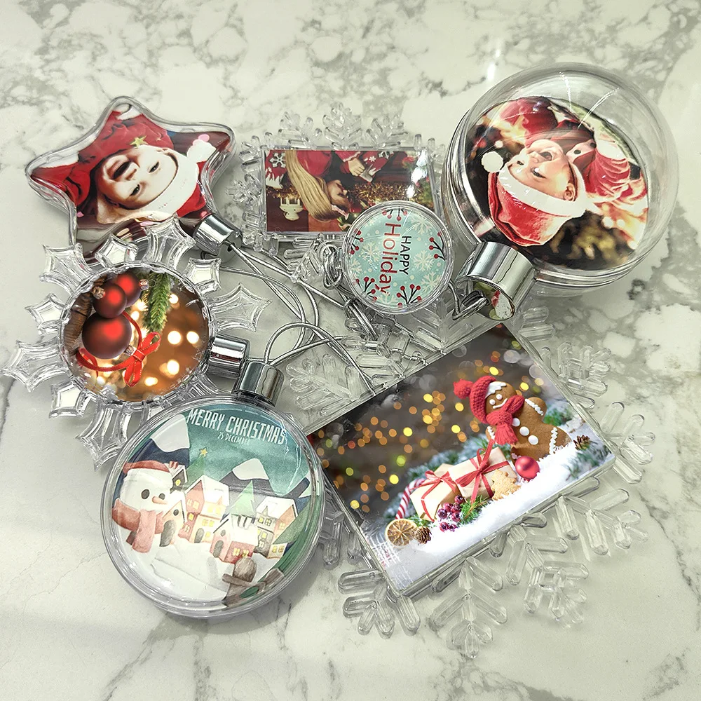 12pcs Christmas ornament decorations, hot transfer printed Christmas balls, thermal sublimation printing, double-sided transpare