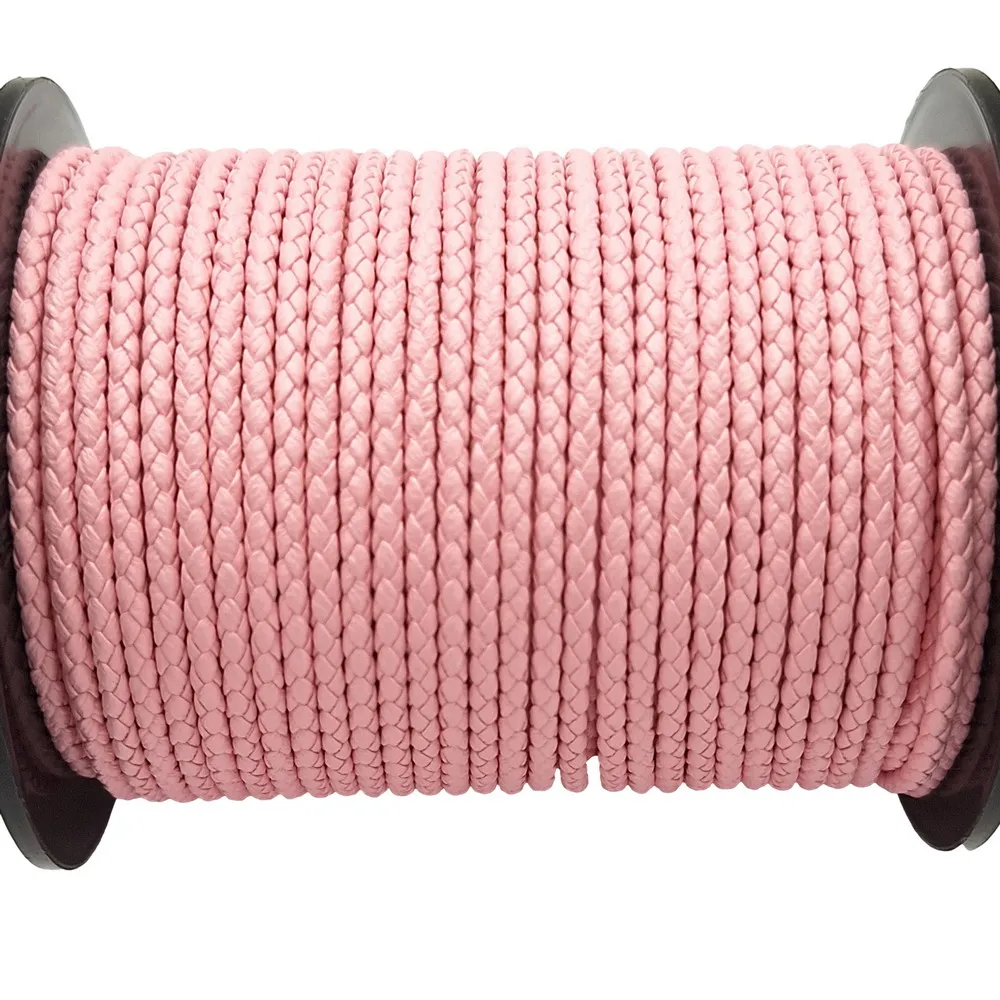 

2mm Pink Braided PU Leather Cords for Jewelry Making in Bracelet Necklace or Pendant, Soft Microfiber