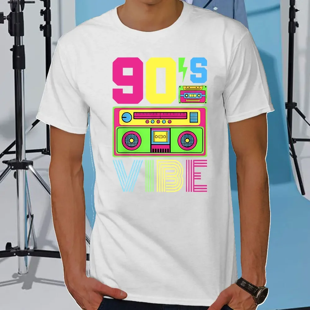 90s Vibe 1990 Style Fashion 90 Theme Outfit Nineties Costume T-Shirt Funny Graphic Tee Tops Unisex Fashion Clothing Cotton Tees