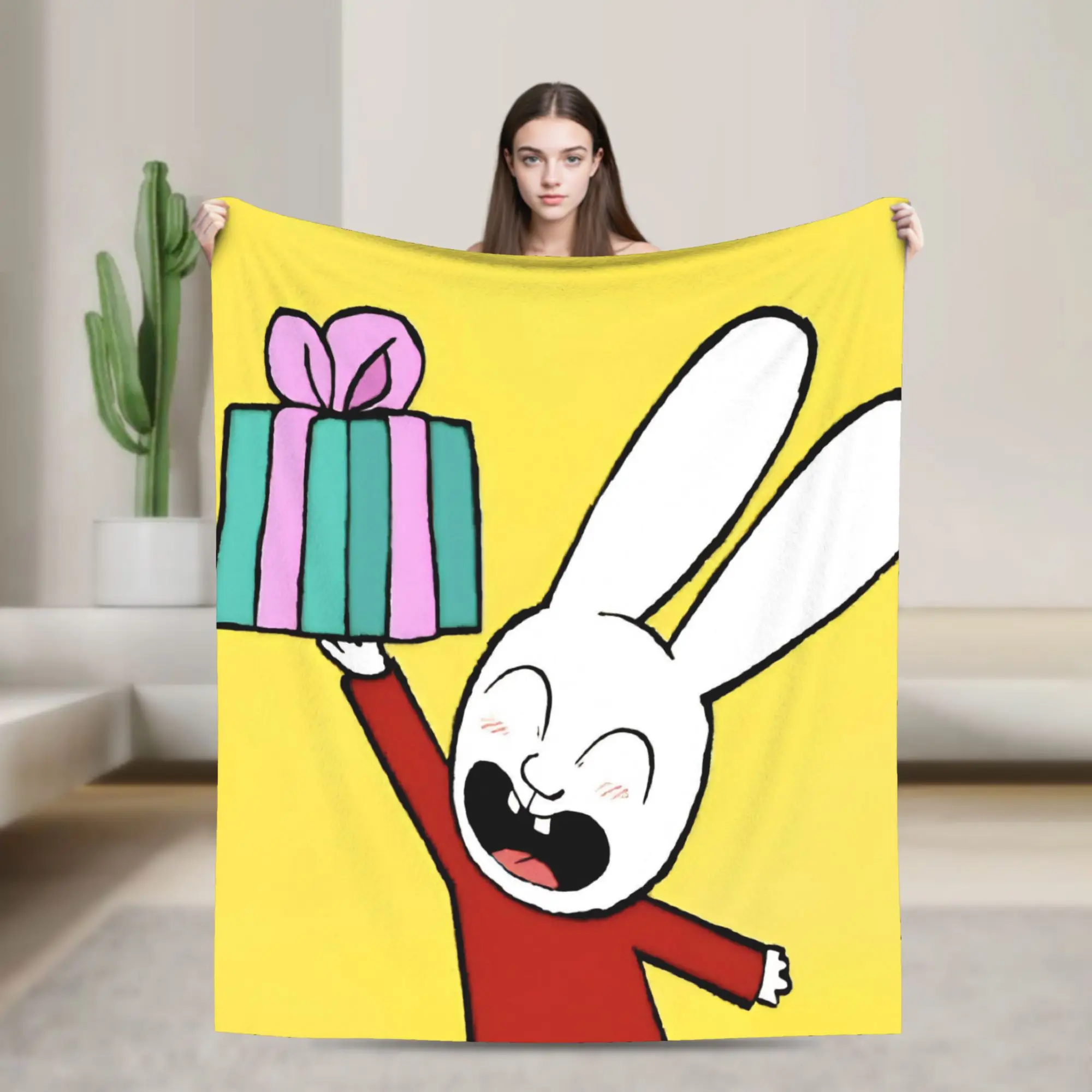 Simon Super Rabbit Blanket Super Soft Velvet Comfortable Present  Throw Blankets Rug Piece