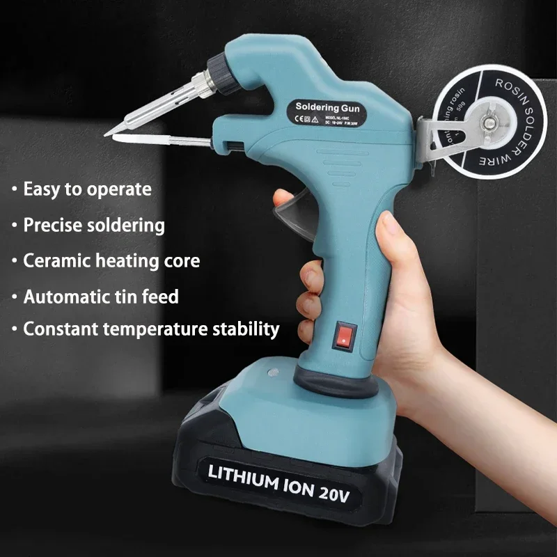 Portable Solder Gun Fast Welding Tools Cordless Soldering Iron Gun for Makita/DEWALT/Milwaukee/BlackDecker 18V Lithium Battery