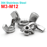 5/10/20/40pcs M3 M4 M5 M6 M8 M10 M12 DIN315 304 Stainless Steel Wing Nut Butterfly Wing Ram Nut Manual Fastening Nut
