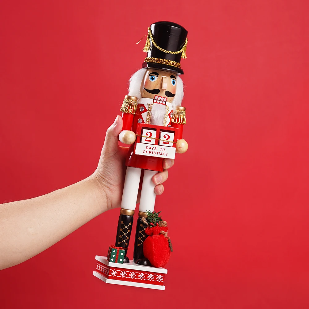 40CM Nussknacker Holzpuppe Walnuss-Soldaten-Modell Puppe Handgefertigte Figuren Handbemalte Figur Weihnachts- und Neujahrsdekoration für Zuhause – Detail 4