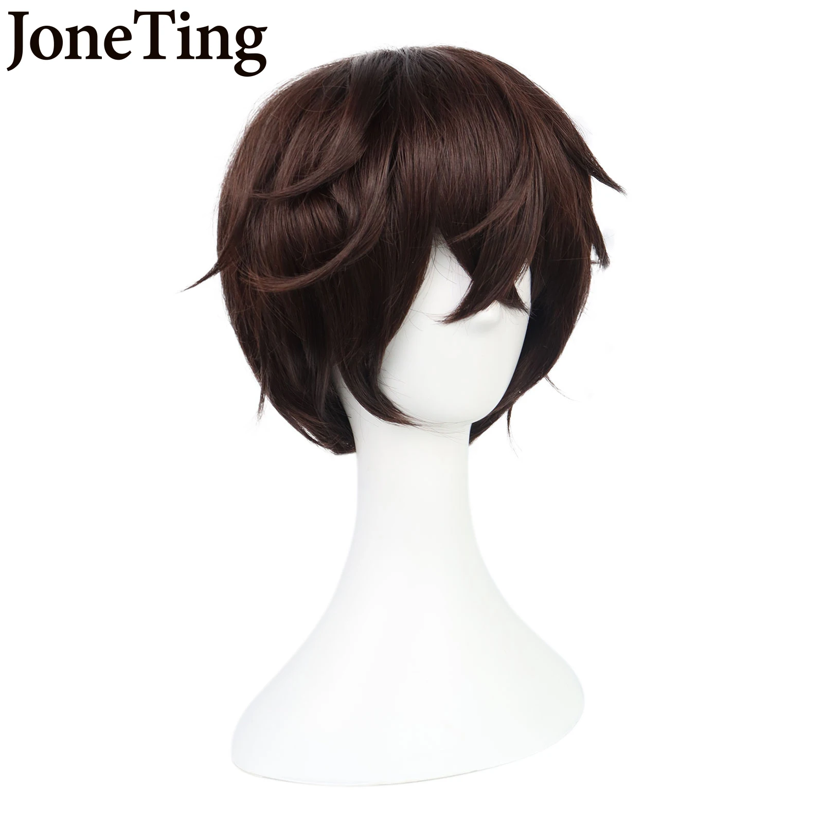 JT Synthetic  Bungo Stray Dogs Dazai Osamu Cosplay Wigs Short Brown Curly Wig Heat Resistant Fiber Anime Costume Halloween Party