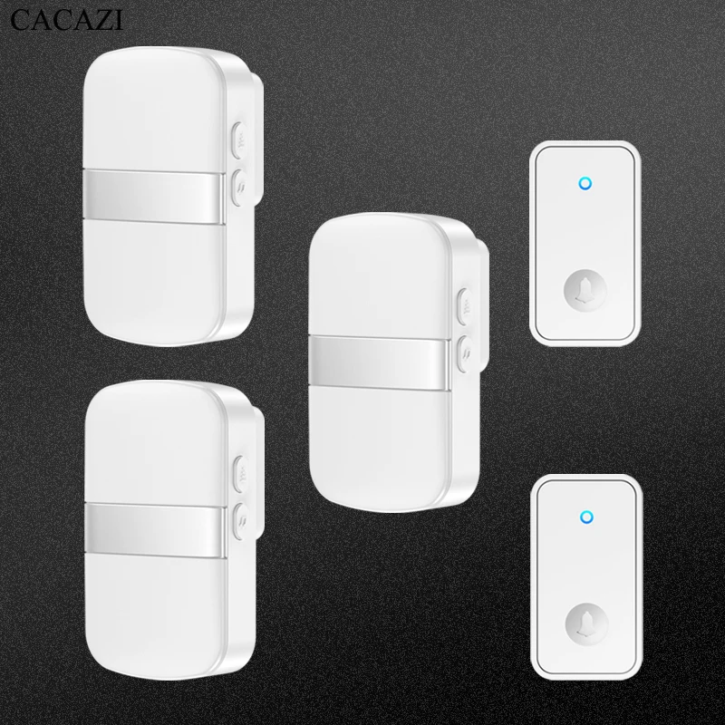 CACAZI Smart Wireless Doorbell No Battery required Waterproof Door bell Sets Home Outdoor Kinetic Ring Chime Doorbell (Silver)