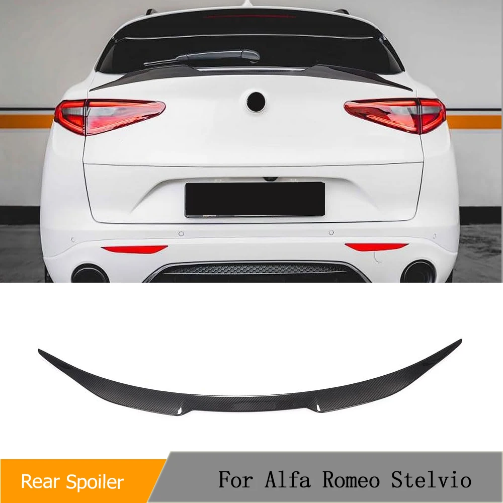 DRY Carbon Fiber Spoiler for Alfa Romeo Stelvio 2017-2024 Rear Mid Trunk Boot Lid Highkick Spoiler Wing Lip Racing Spoiler