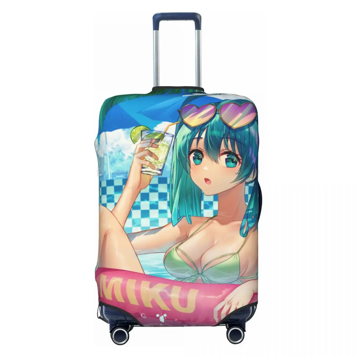 カスタム初音ミク-vocaloid-ロックアニメ荷物カバー弾性旅行スーツケース保護カバー-18-32-インチに適合