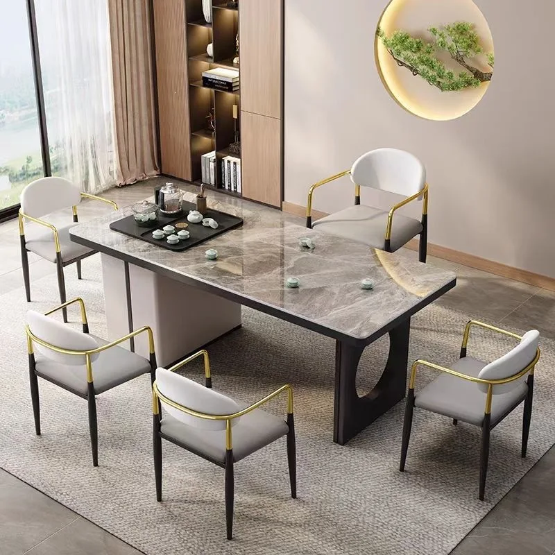 

HYS light luxury rock slab tea table high-end office tea table modern simple home kung fu tea table balcony chair