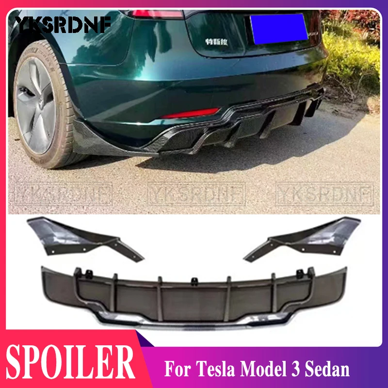 

KLSHIRU For Tesla Model 3 Sedan 2017 2018 2019 4-Door ABS material side skirt body kit car front bumper spoiler car styling