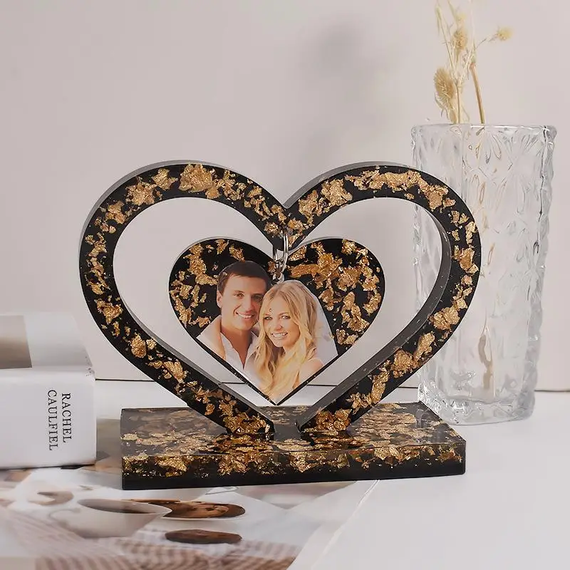 Heart Photo Frame Pendant Crystal Epoxy Resin Mold DIY Love Photo Frame Desktop Ornament Mirror Silicone Mould Home Decor Tools