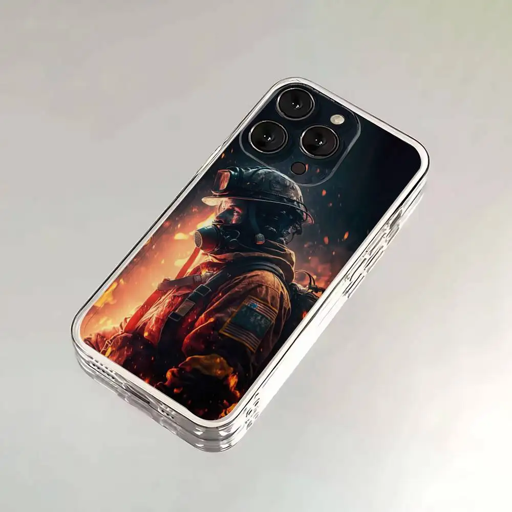 حافظة هاتف رجال الإطفاء Heroes لهاتف iPhone 16,15,14,13,12,11,17 Pro,Max,Plus,X,XS,XR,SE,غطاء ناعم شفاف صغير #2