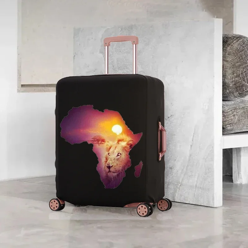 Africa Map Luggage Cover Elastic Protective Cover Removeable Protective Cover Dust-proof Suitable for 18-32 Inch Travel Suitcase