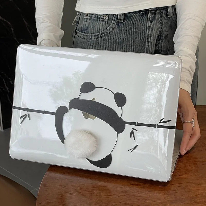 2024 New Creative Panda 3D Plush Leather Case  for 2023 Macbook M3 M2 Air15 A2941 A3114 Air13.6 A2681 A3113 2022 Pro13/14 M2 M1