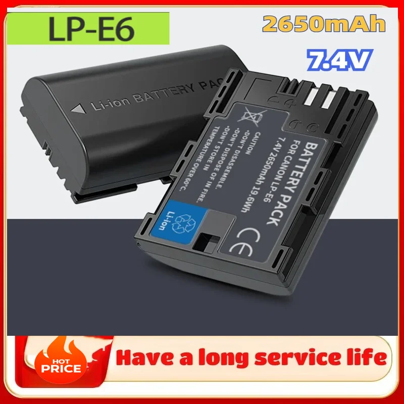 

Аккумулятор для камеры LP-E6 2650 мАч, совместимый с Canon LP-E6N, для моделей Mark35D46D27D280D90D, высокая емкость