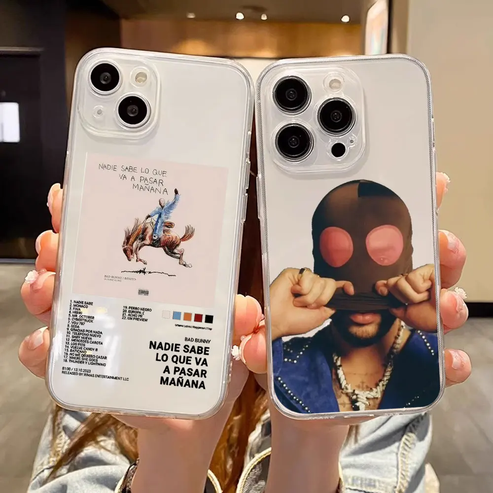 Bad Bunny Nadie Sabe Lo Que Va A Pasar Manana Phone Case for IPhone 11 12 Mini 13 15 Pro Max X XR XSMAX 14 Plus Clear Cover Skin