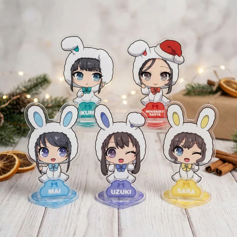 

Hot Anime Rascal Does Not Dream of Bunny Girl Senpai Sakurajima Mai Cosplay Acrylic Double Slot Stand Keychains Accessories Gift