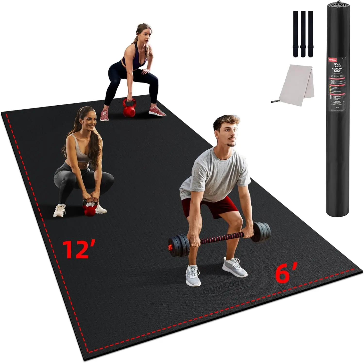 

Mat for Home Workout,12‘x6’/10'x6'/9'x6'/8'x6'/7'x5'/6'x4' (7mm) Extra Thick Workout Mat, High-Density Gym Mat fo