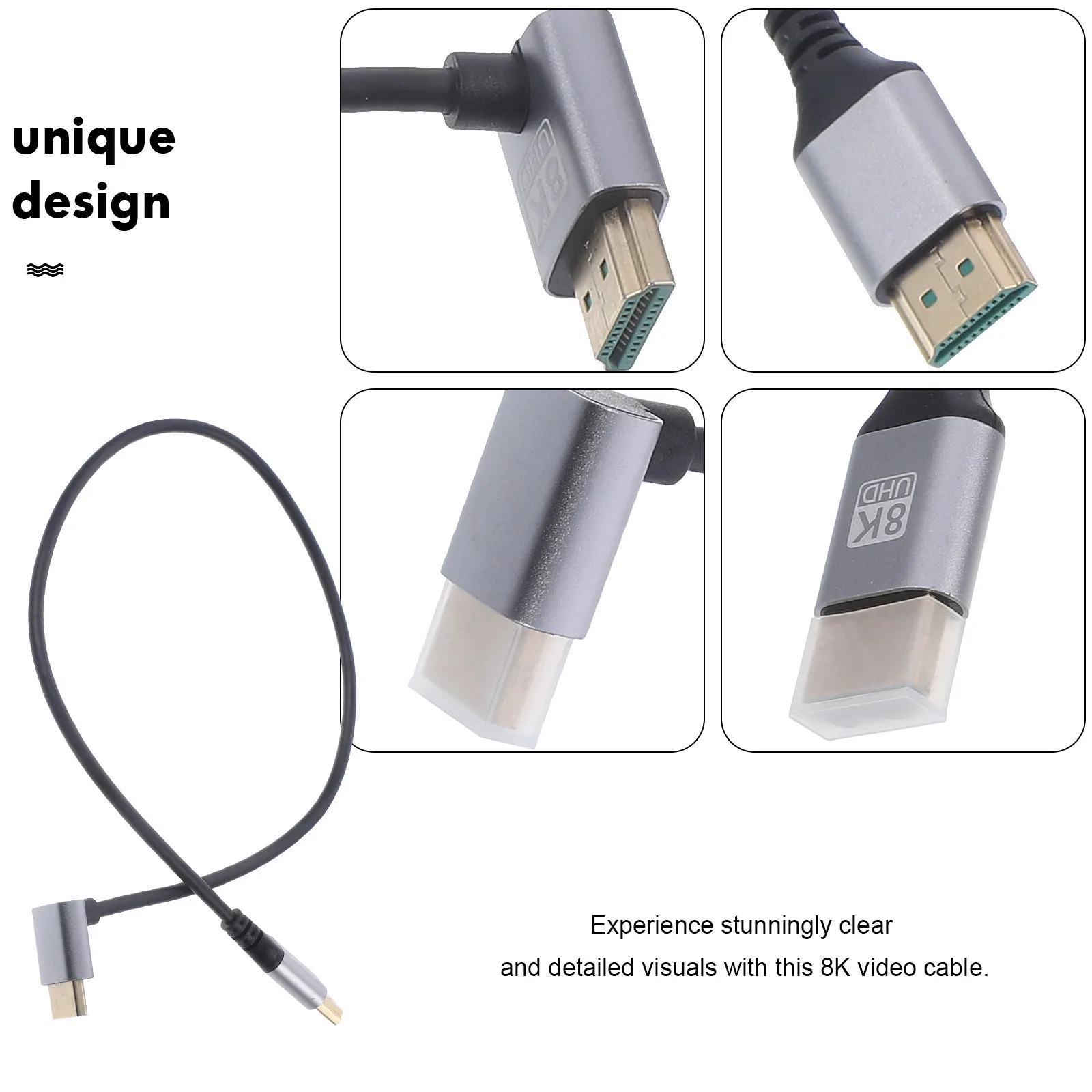 

8K Video Cable 0.5M High .1 Male To Male Cord For Monitor Projector Computer Laptop Audio Video Connector