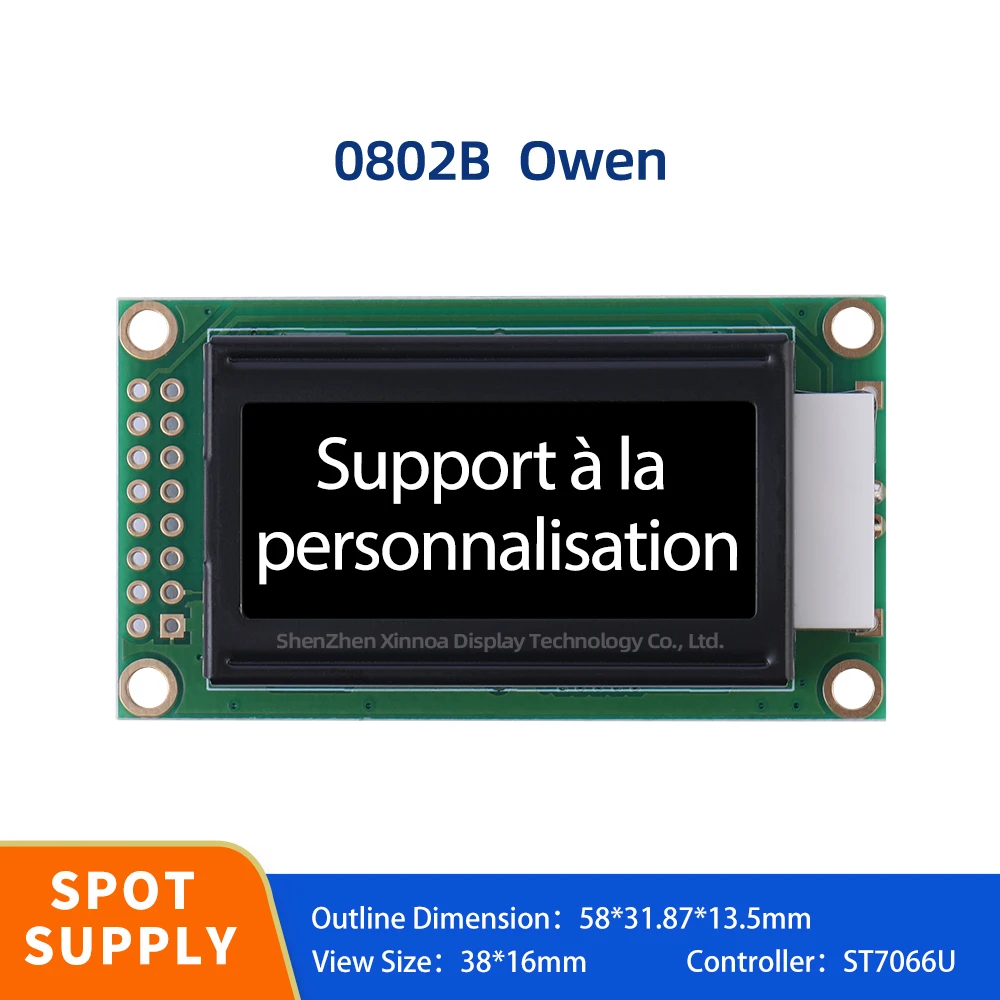 

Original ST7066U Chip LCM Display Module 02X8 LCD 1.2 Inches 58*32MM BTN Black Film European 0802B Character LCD Display Screen