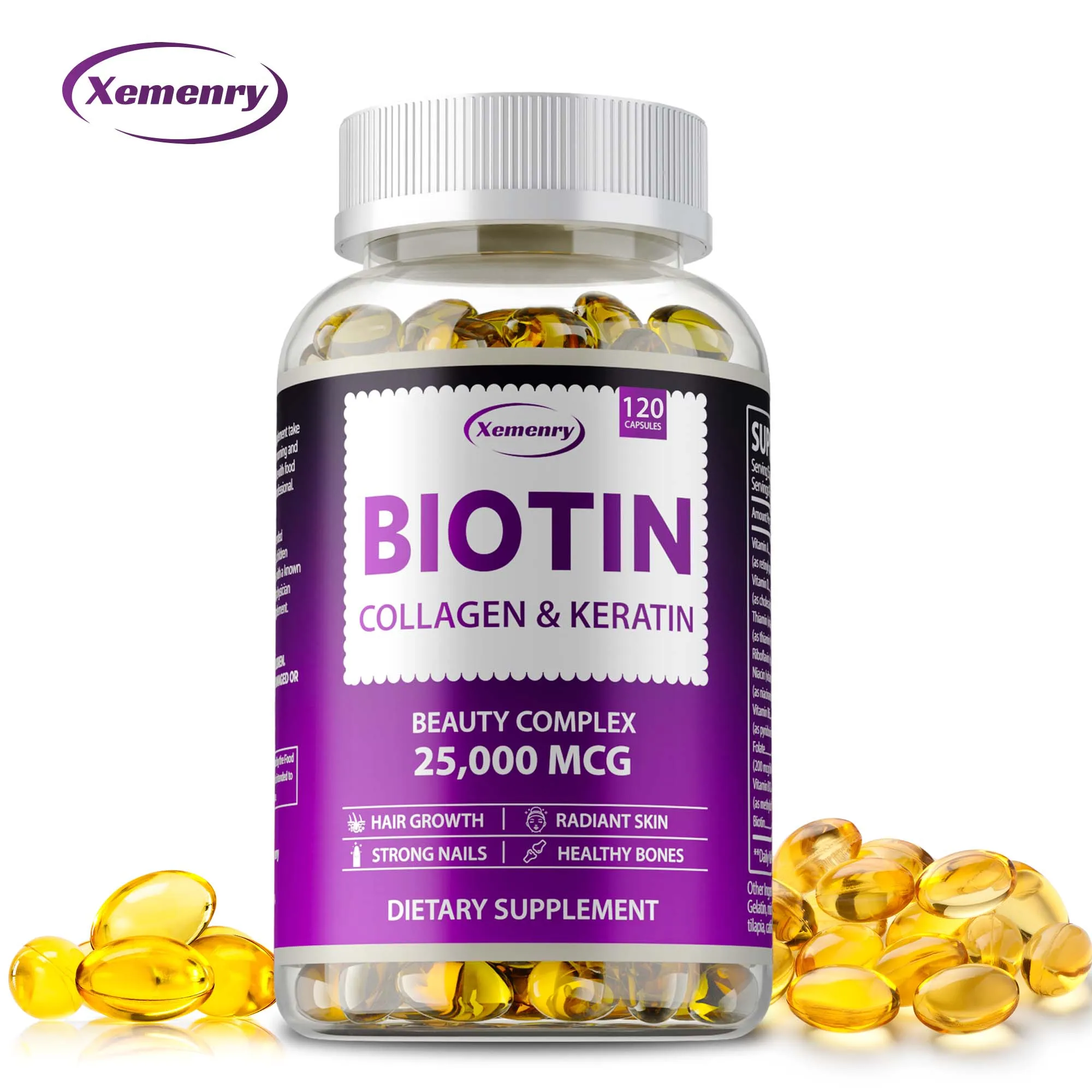 Biotin Collagen and Keratin Supplement - Promotes Collagen Production, Supports Hair, Skin and Nails Health, Improves Immunity