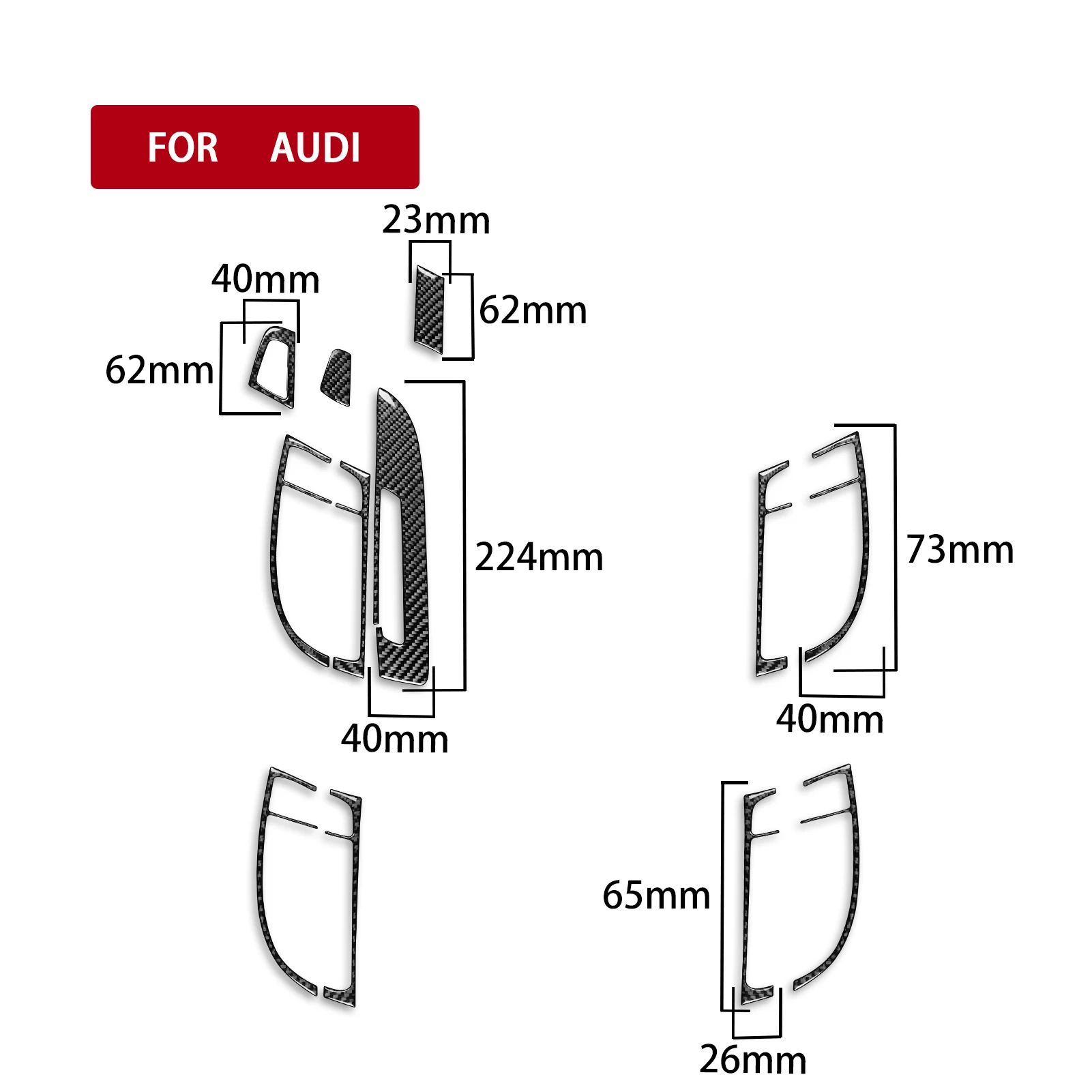 For Audi Q7 4L 2007—2015 Carbon Fiber Car Accessories Inner Door Puller Handle Panel Interior Cover Trim Sticker Modification