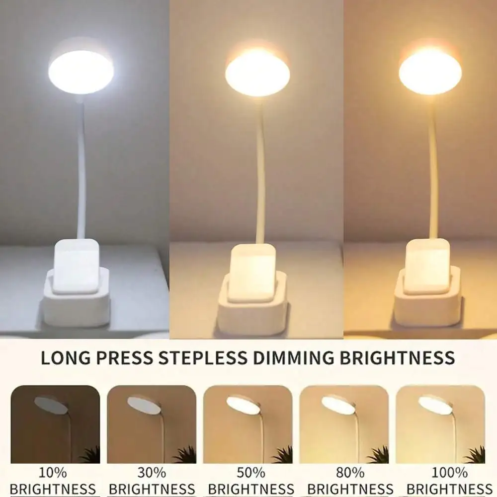1Pc Portable LED Clip-on Reading Light, Three Color Temperatures, Long Press to Adjust Brightness, White Shell
