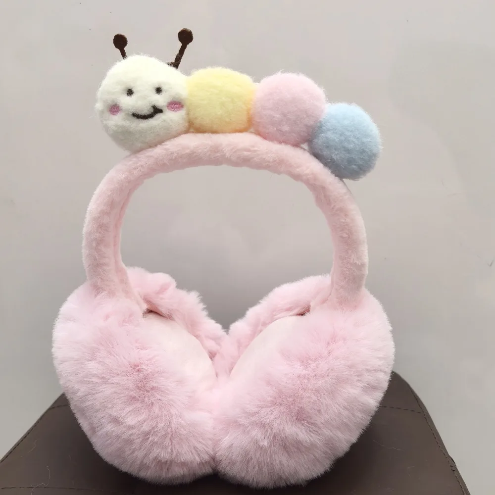 New Cute Caterpillar Foldable Earmuffs Cold Protection Keep Warm Ear Cover Winter Accessories Soft Plush Earmuffs Adult