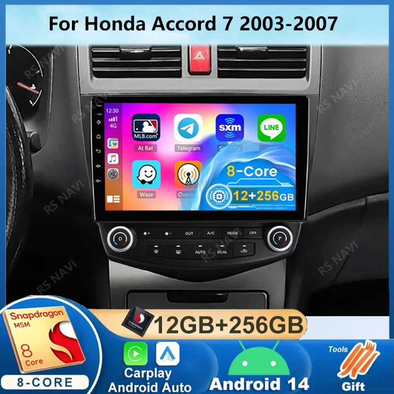 

Автомагнитола на Android 14 для Honda Accord 7 2003-2007, черно-белая мультимедийная навигация GPS DSP BT