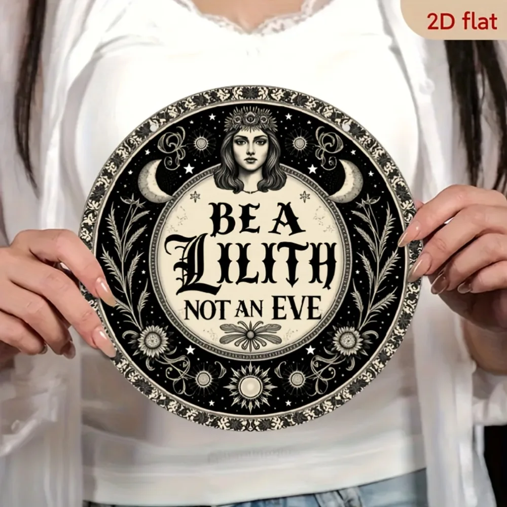 CIFBUY Be A Lilith Not An Eve Gothic Metal Sign Vintage Witchy Wall Art Moon Stars Feminist Decor for Home Gym Cafe Bar