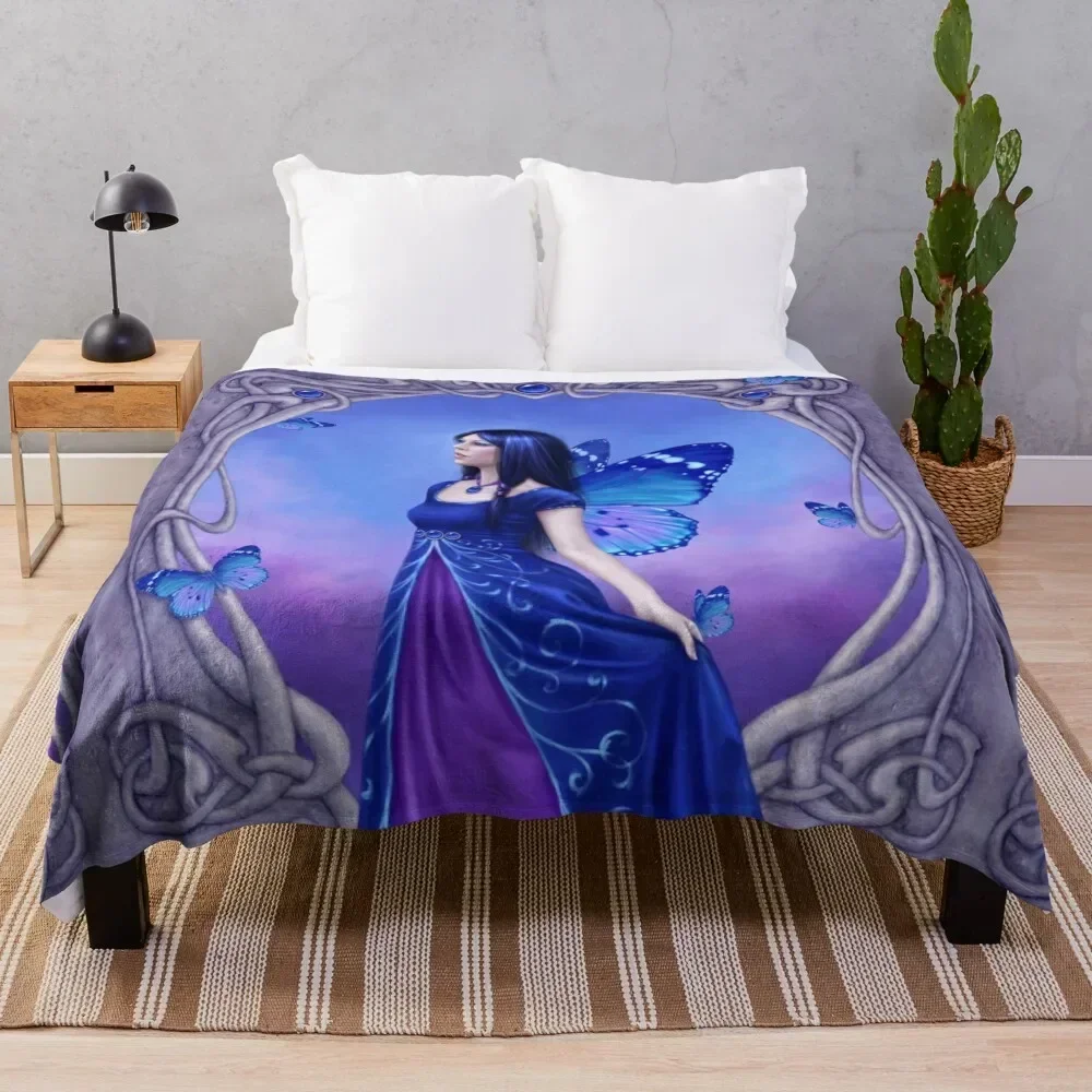 Sapphire Birthstone Fairy Throw Blanket Decorative Sofa Designers Beach for babies Blankets