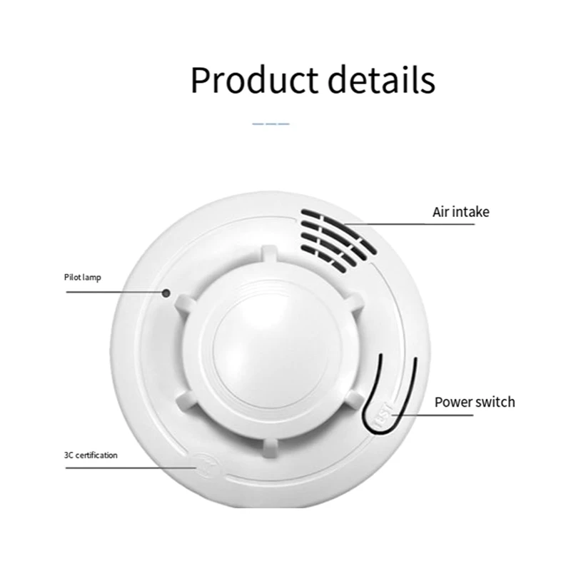 CO-detector de fumaça, fumaça e alarme de fumaça, som branco Detectando o alcance de 15 a 20 ㎡