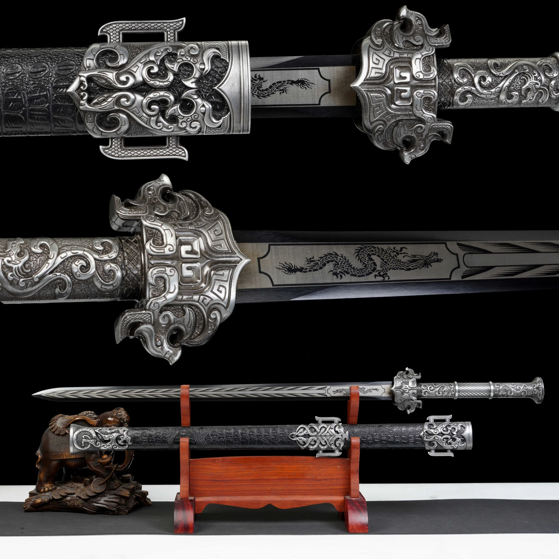 Chinese Dragon Sword Battle Preparation Steel True Katana Gift martial arts enthusiasts,ninjas,samurai warriors Not sharp