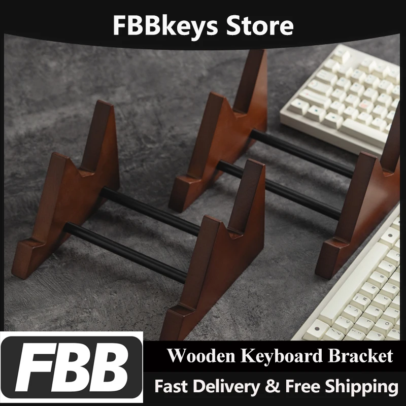 FBB 2 Tiers Keyboard Display Stand Frame Wooden with Metal Keyboards Stand Detachable Mechanical Key board Rack Holder