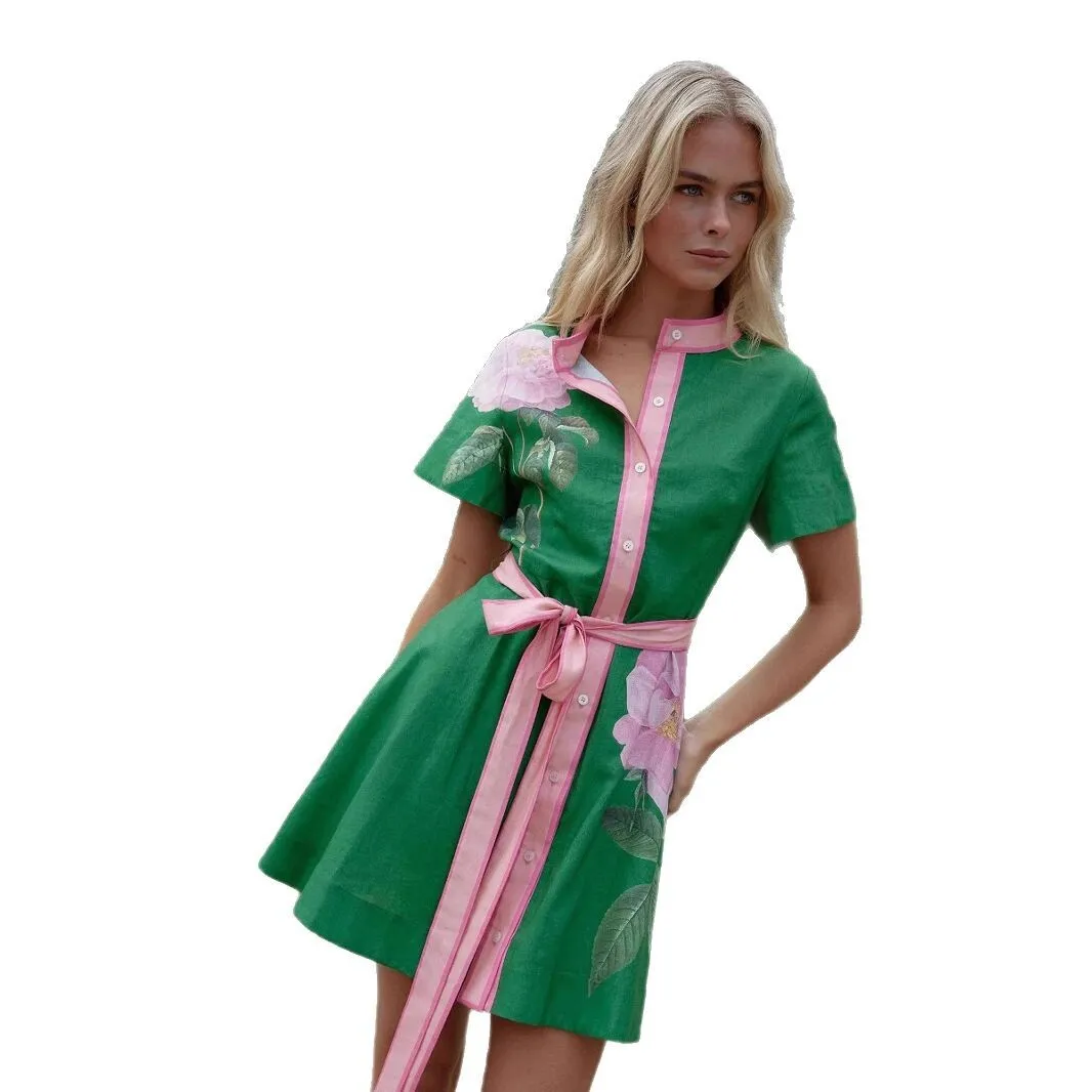 فستان نسائي كاجوال مطبوع على الموضة لصيف 2025 - 68650