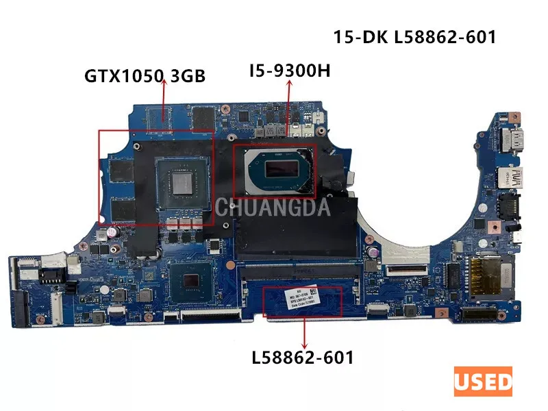 USED Laptop Motherboard FPC52 LA-H461P L58862-601 For HP 15-DK 15-Dk0051 Mainboard With CPU I5-9300H Gtx1050 GPU Fully Tested