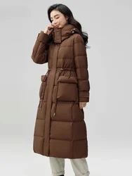 Winter Women's Jackets 2024 White Duck Down Hooded Down Jacket Long Duck Down Jacket for Women Slim Thin Fashion Puffer Jacket