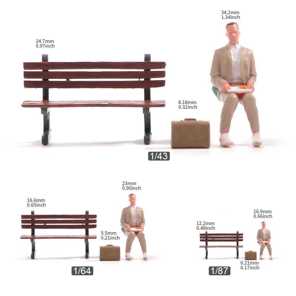 1/87 1/64 1/43 1/24 Movie Characters Male Gump Miniature Figure Model Props Creative Photography Display Collection Decoration