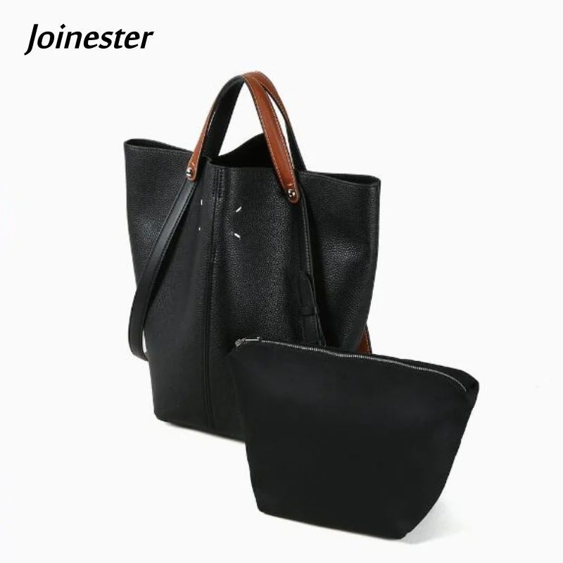 Genuine Leather Fashion Handbag for Ladies Large Capacity Commuting Bags Versatile Soft Shoulder Bag with Convertible Belt