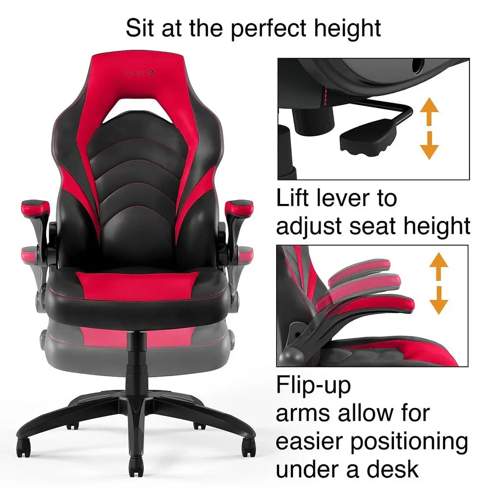 Emerge Vortex Gaming Chair, Ergonomic, Adjustable Height, Swivel, Black, 2Pack view 6