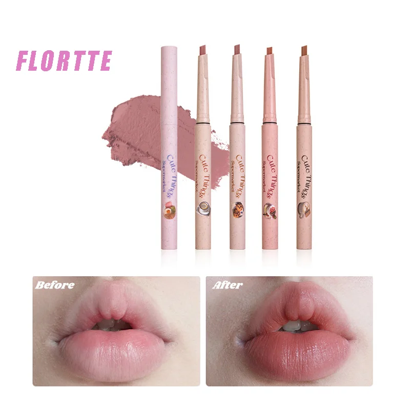 Delineador de labios delgado de larga duración, alta pigmentación, resistente al agua, encantador delineador de labios para mujer, contorno de maquillaje, herramientas de lápiz labial, FLORTTE, nuevo