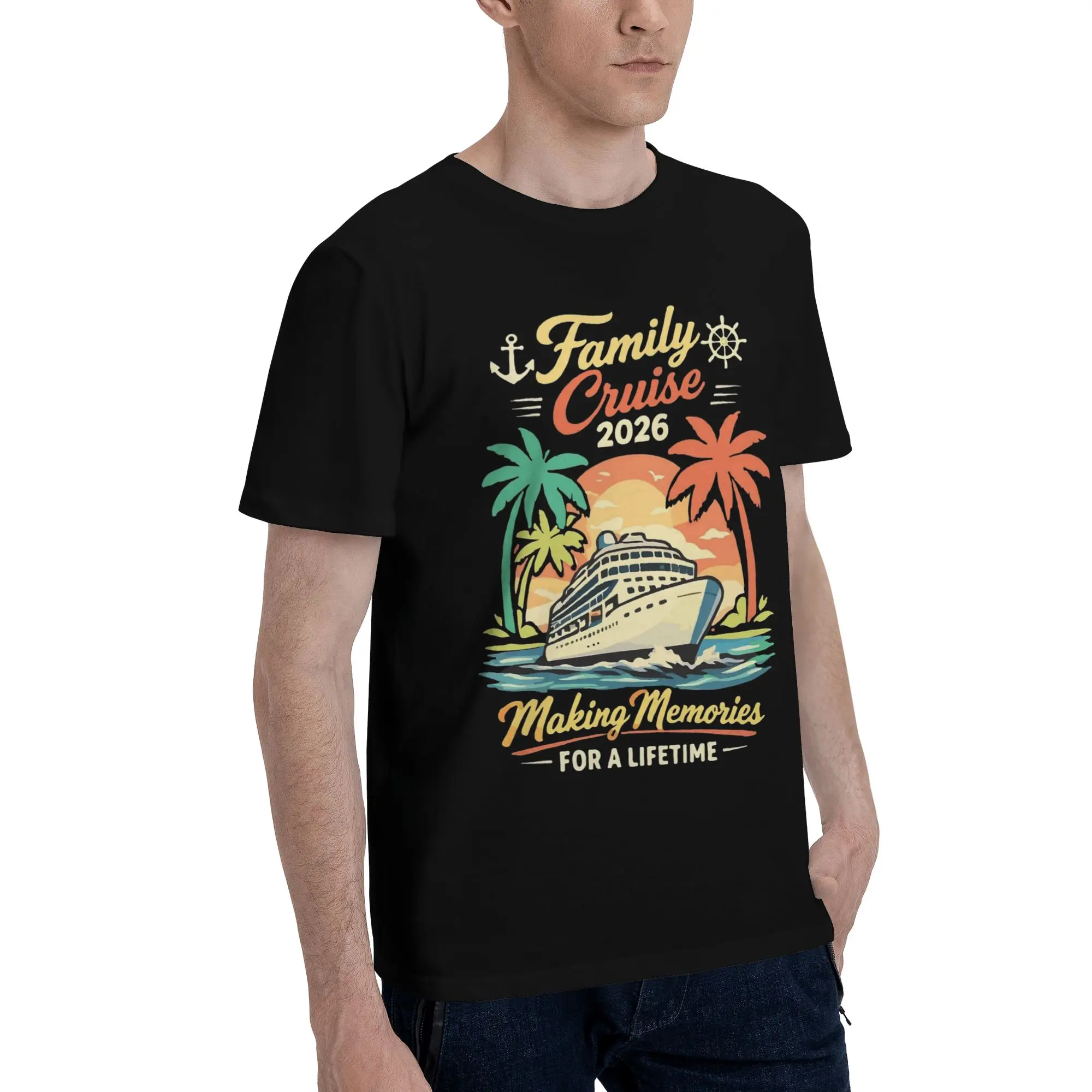 Mens Womens Family Cruise 2026  T Shirt 100% Cotton Printed T-Shirt Making Memories Together Top Clothing