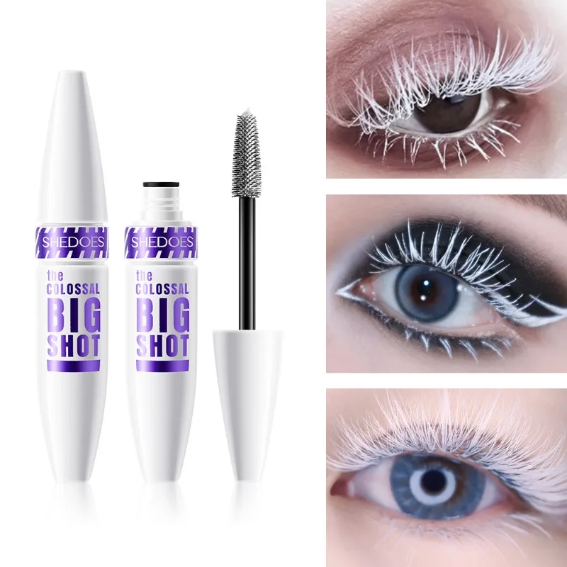 1PCS White Thick Slender Waterproof Non Smudging Eye Black Base Durable Fast Drying Curling and Curling Eyelash Makeup Product